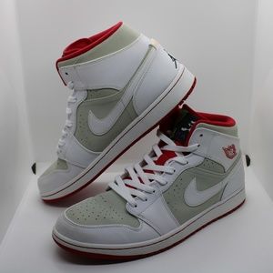 Men's Jordan 1 Retro Hare Jordan White/True Red-Light Silver-Black Size 13